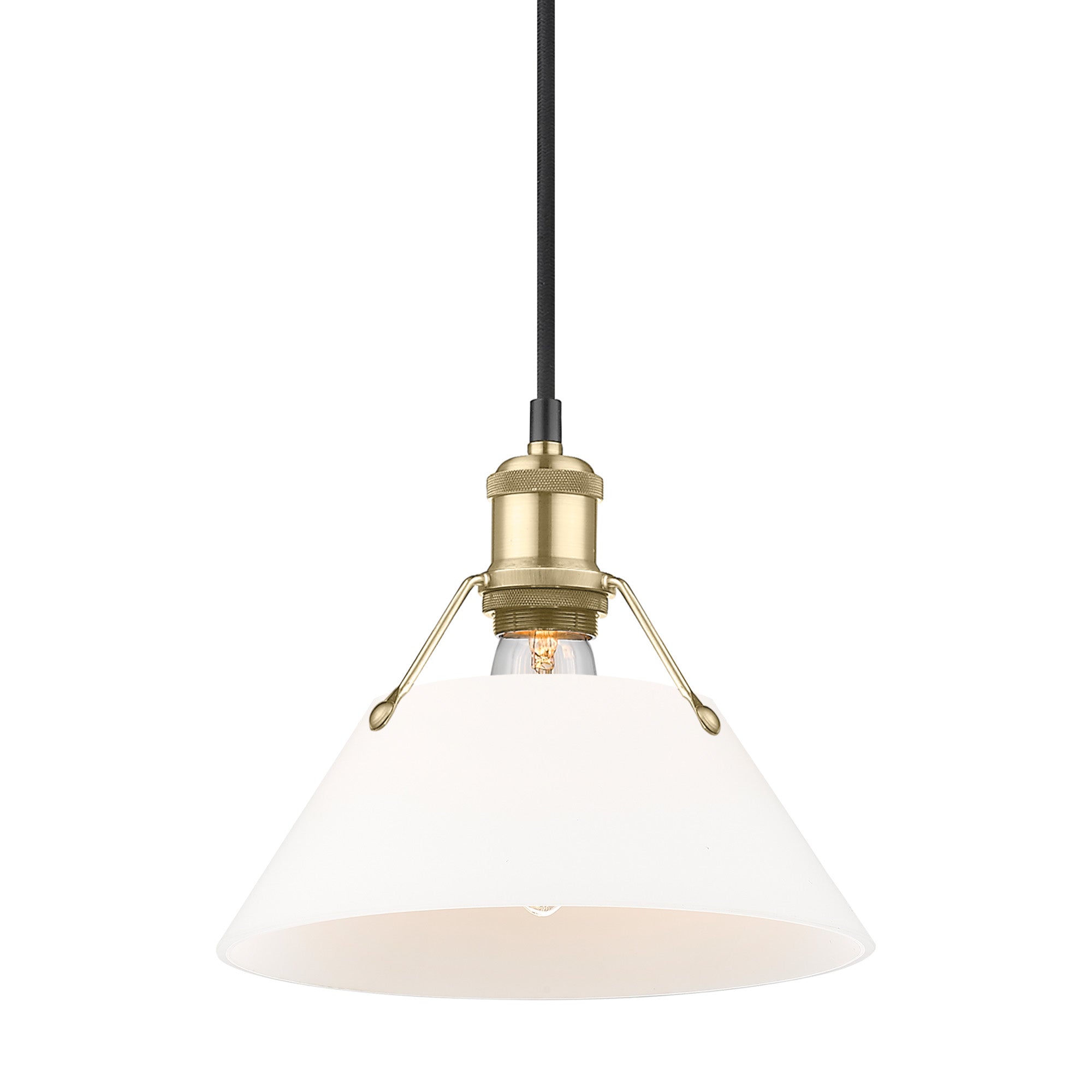 Yep by Golden Lighting Orwell 1-light 14in Pendant in Brushed Champagne Brass and Opal Glass - - Golden Lighting