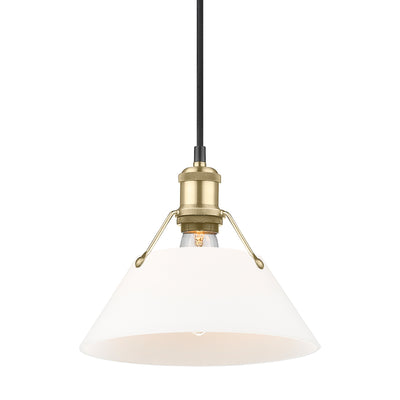 Yep by Golden Lighting Orwell 1-light 14in Pendant in Brushed Champagne Brass and Opal Glass - - Golden Lighting