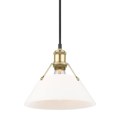 Yep by Golden Lighting Orwell 1-light 14in Pendant in Brushed Champagne Brass and Opal Glass - - Golden Lighting