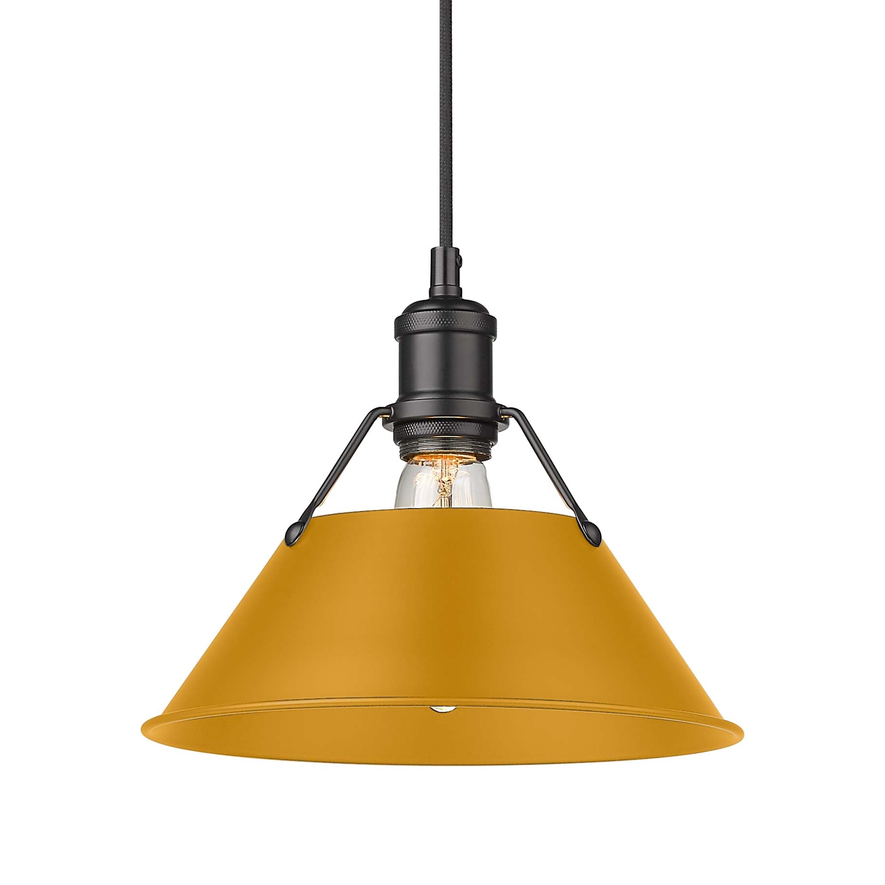 Yep by Golden Lighting Orwell 1-light 14in Pendant in Matte Black and Auric Yellow shade - - Golden Lighting