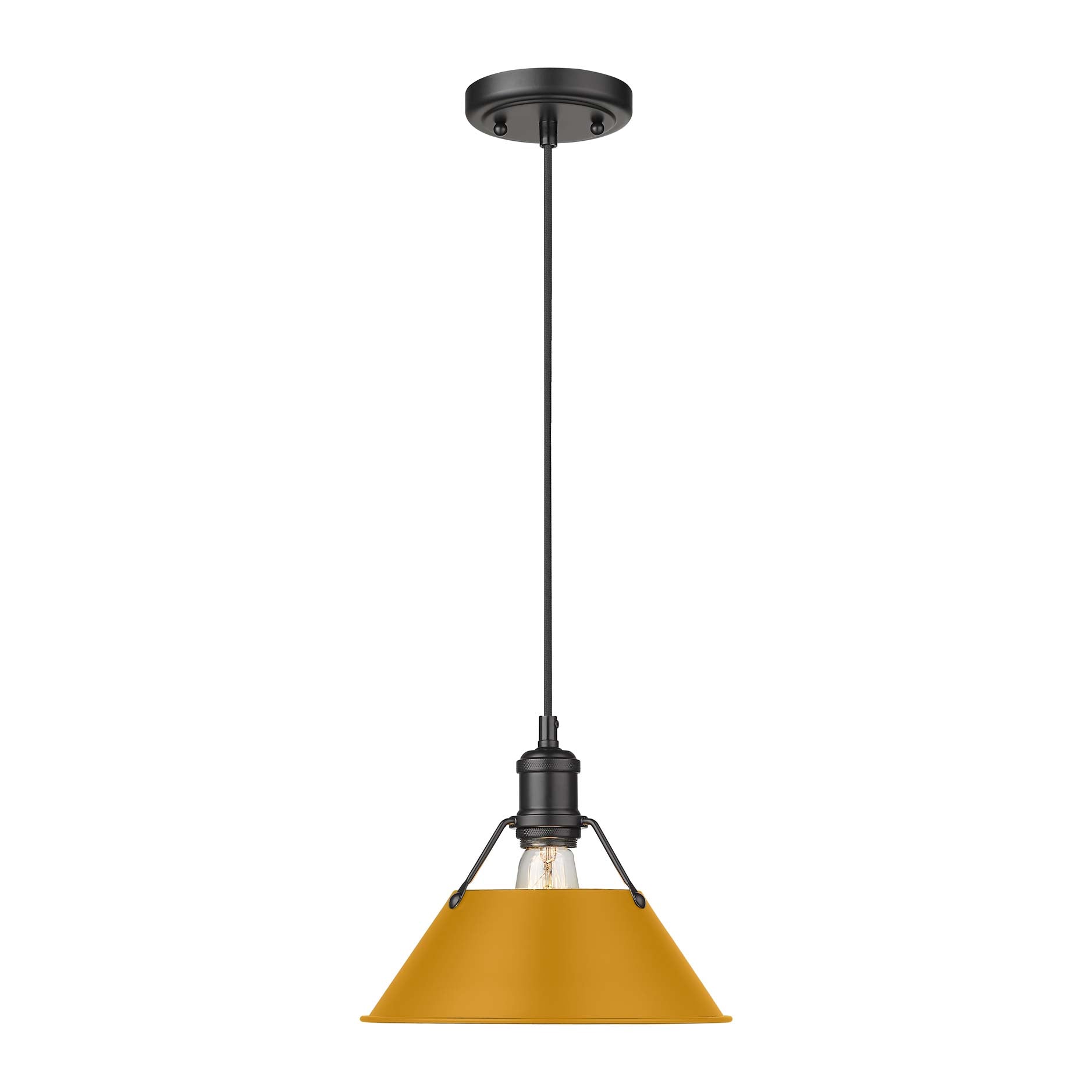 Yep by Golden Lighting Orwell 1-light 10in Pendant in Matte Black and Auric Yellow shade - - Golden Lighting