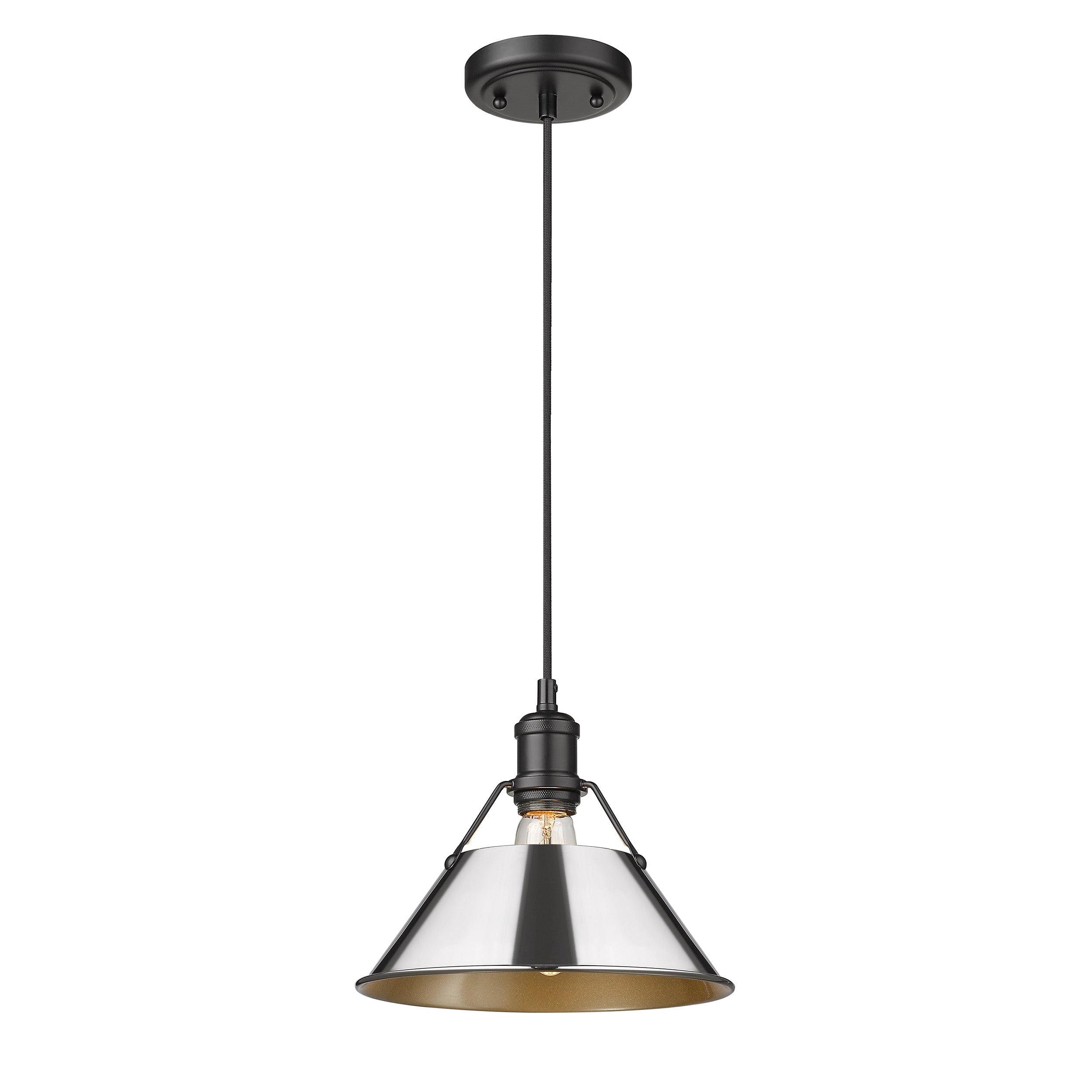 Yep by Golden Lighting Orwell 1-light 10in Pendant in Matte Black and Chrome shade - - Golden Lighting