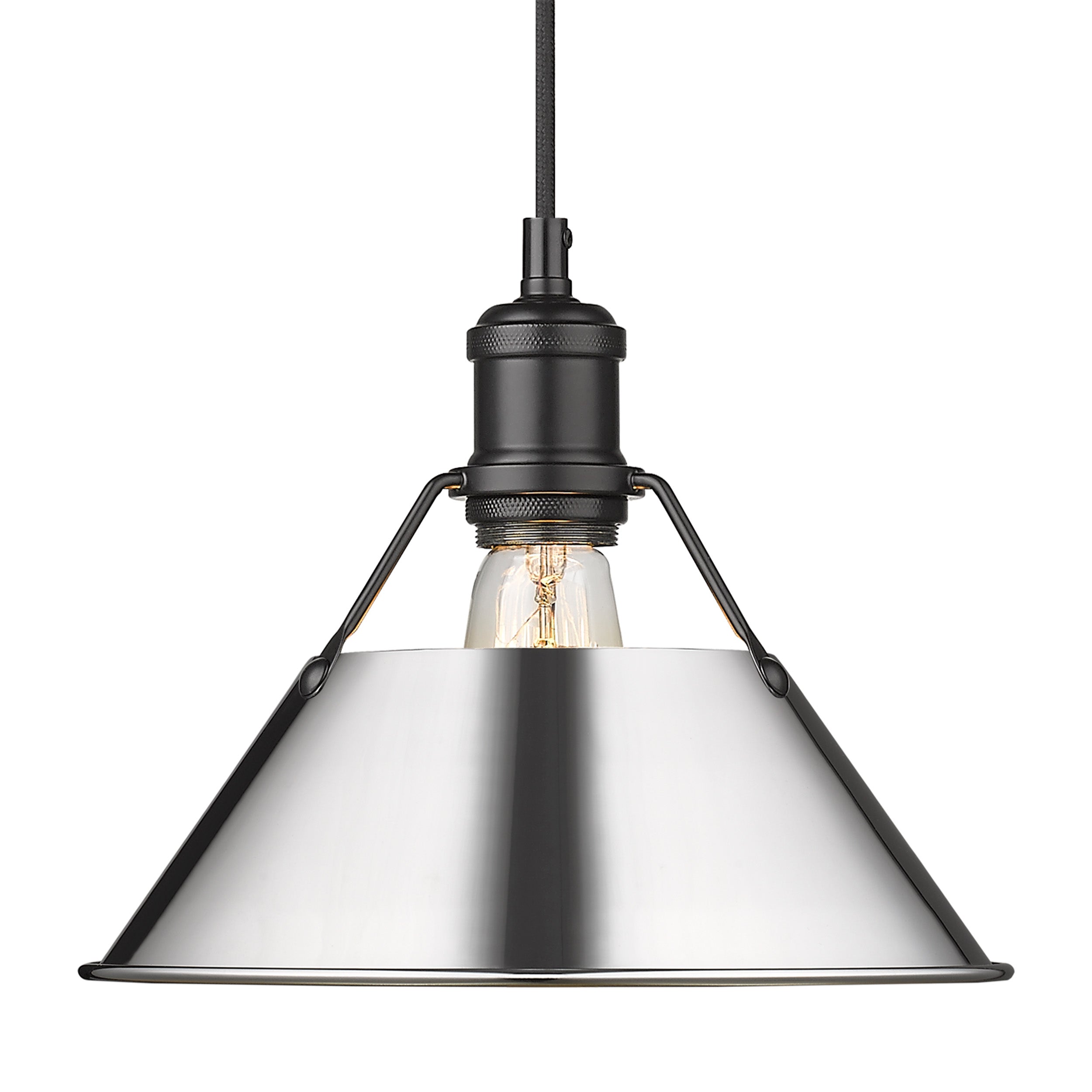 Yep by Golden Lighting Orwell 1-light 10in Pendant in Matte Black and Chrome shade - - Golden Lighting