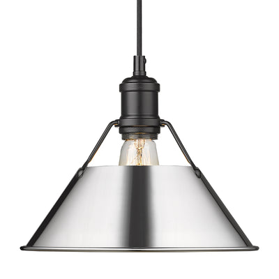Yep by Golden Lighting Orwell 1-light 10in Pendant in Matte Black and Chrome shade - - Golden Lighting