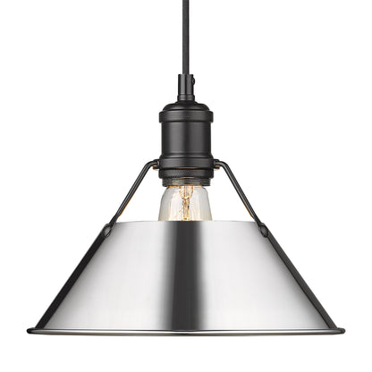 Yep by Golden Lighting Orwell 1-light 10in Pendant in Matte Black and Chrome shade - - Golden Lighting