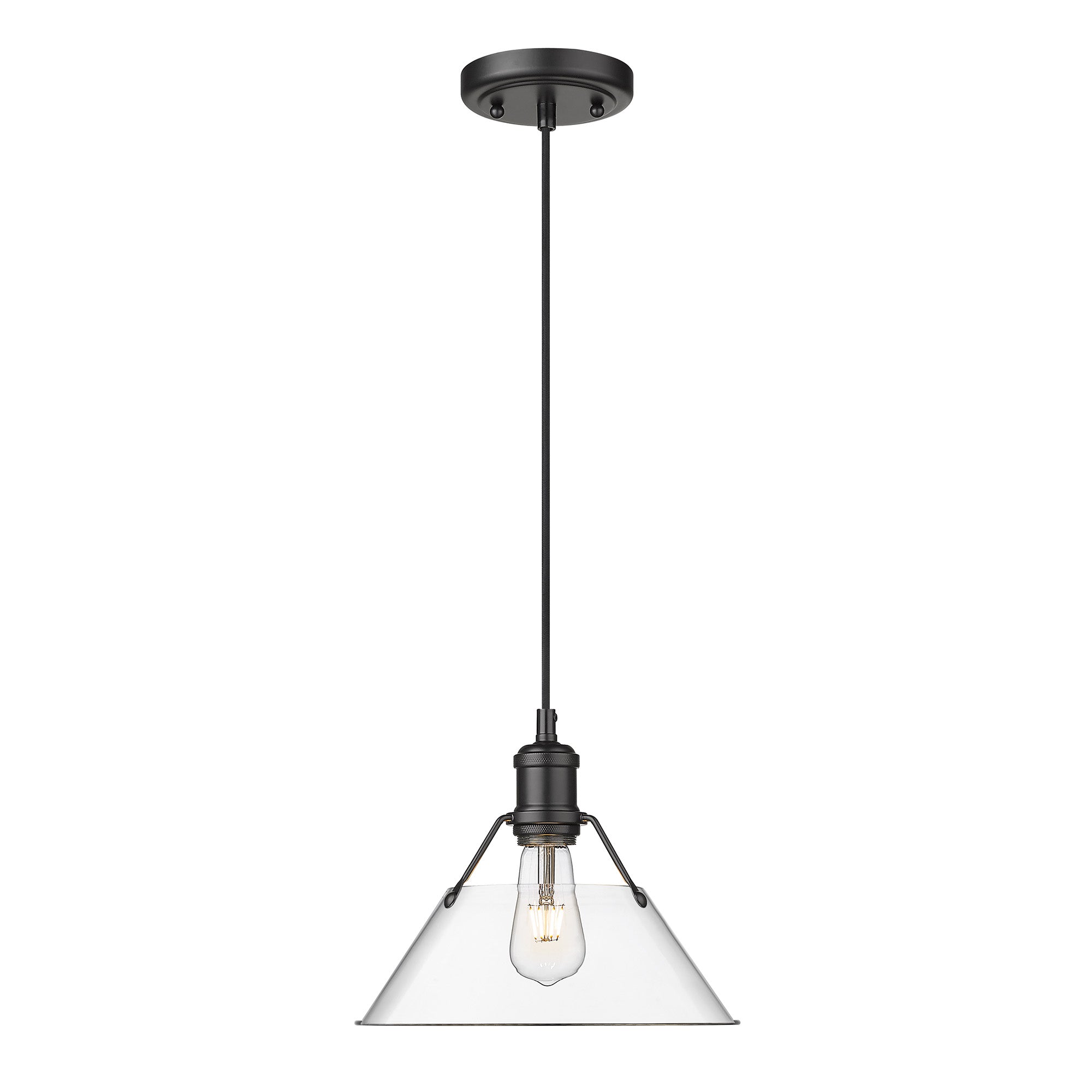 Yep by Golden Lighting Orwell 1-light 14in Pendant in Matte Black and Clear Glass - - Golden Lighting