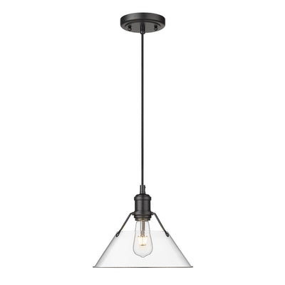 Yep by Golden Lighting Orwell 1-light 14in Pendant in Matte Black and Clear Glass - - Golden Lighting