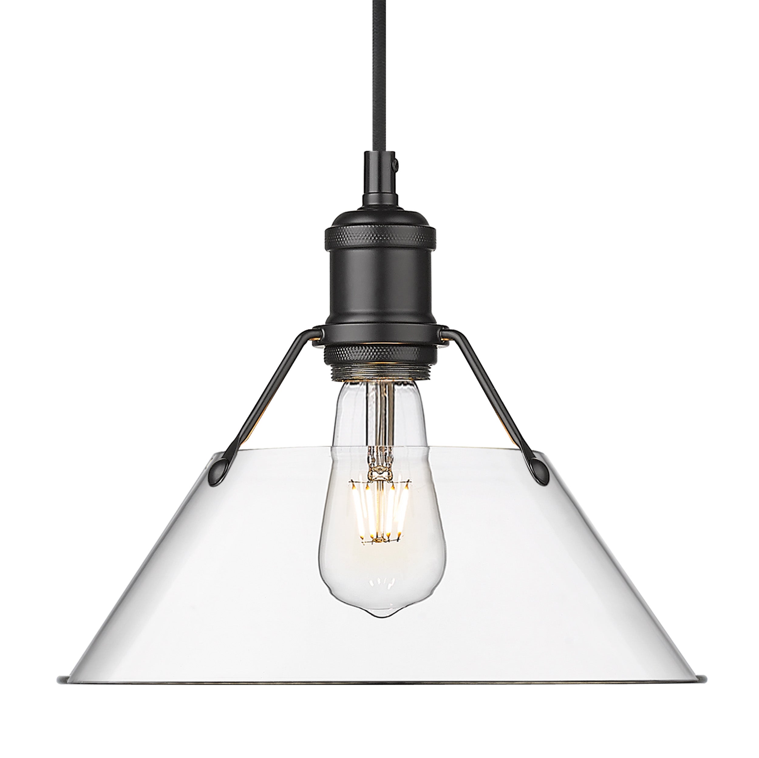 Yep by Golden Lighting Orwell 1-light 14in Pendant in Matte Black and Clear Glass - - Golden Lighting
