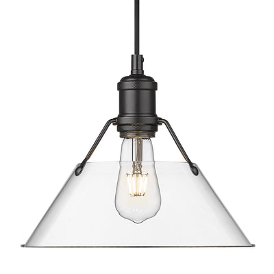 Yep by Golden Lighting Orwell 1-light 14in Pendant in Matte Black and Clear Glass - - Golden Lighting