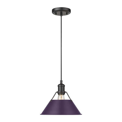 Yep by Golden Lighting Orwell 1-light 10in Pendant in Matte Black and Exotic Purple shade - - Golden Lighting