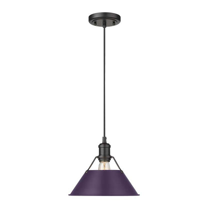 Yep by Golden Lighting Orwell 1-light 10in Pendant in Matte Black and Exotic Purple shade - - Golden Lighting