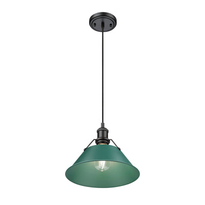 Yep by Golden Lighting Orwell 1-light 14in Pendant in Matte Black and Pine Green shade - - Golden Lighting