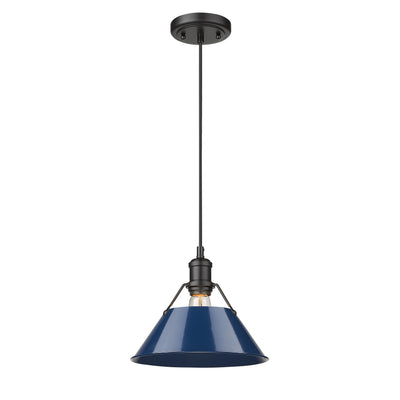 Yep by Golden Lighting Orwell 1-light 14in Pendant in Matte Black and Navy Blue shade - - Golden Lighting