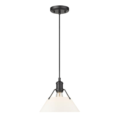 Yep by Golden Lighting Orwell 1-light 14in Pendant in Matte Black and Opal Glass - - Golden Lighting