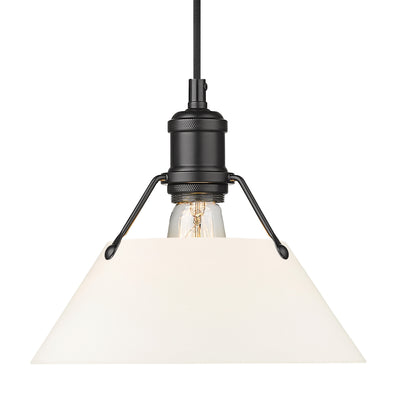 Yep by Golden Lighting Orwell 1-light 14in Pendant in Matte Black and Opal Glass - - Golden Lighting