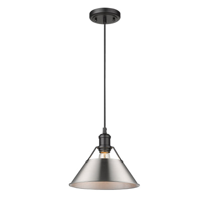 Yep by Golden Lighting Orwell 1-light 10in Pendant in Matte Black and Pewter shade - - Golden Lighting