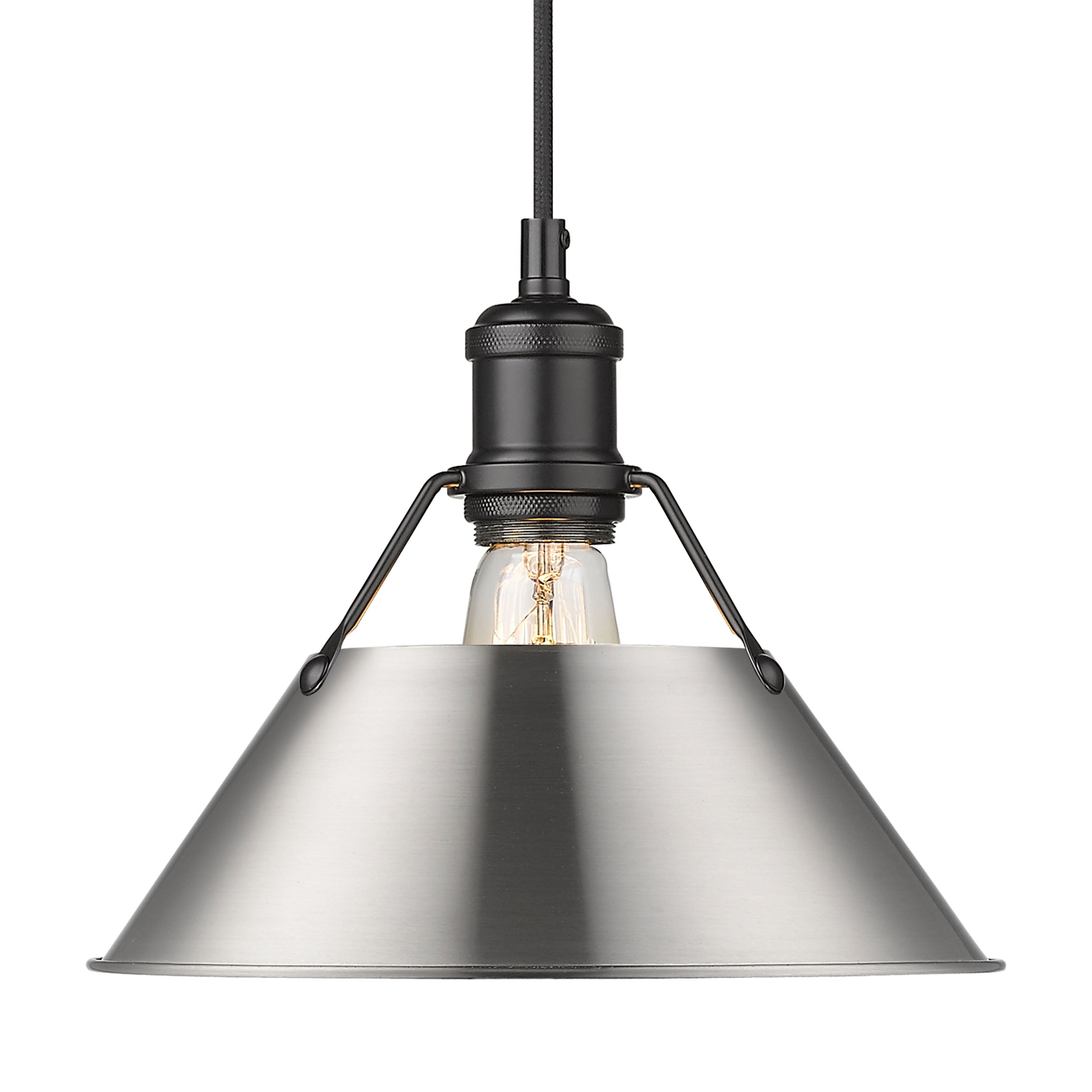 Yep by Golden Lighting Orwell 1-light 10in Pendant in Matte Black and Pewter shade - - Golden Lighting