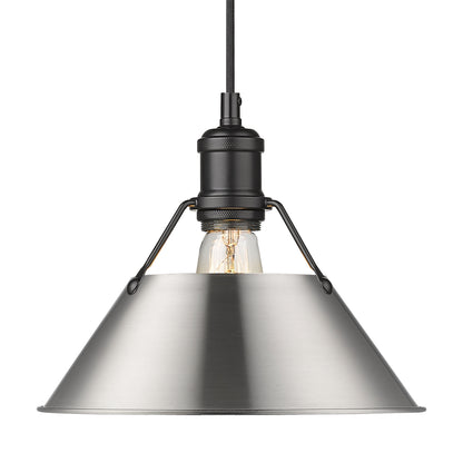 Yep by Golden Lighting Orwell 1-light 14in Pendant in Matte Black and Pewter shade - - Golden Lighting