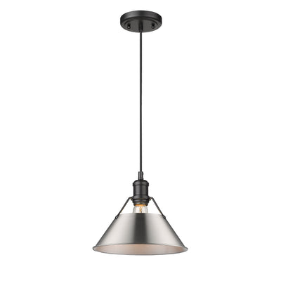 Yep by Golden Lighting Orwell 1-light 14in Pendant in Matte Black and Pewter shade - - Golden Lighting