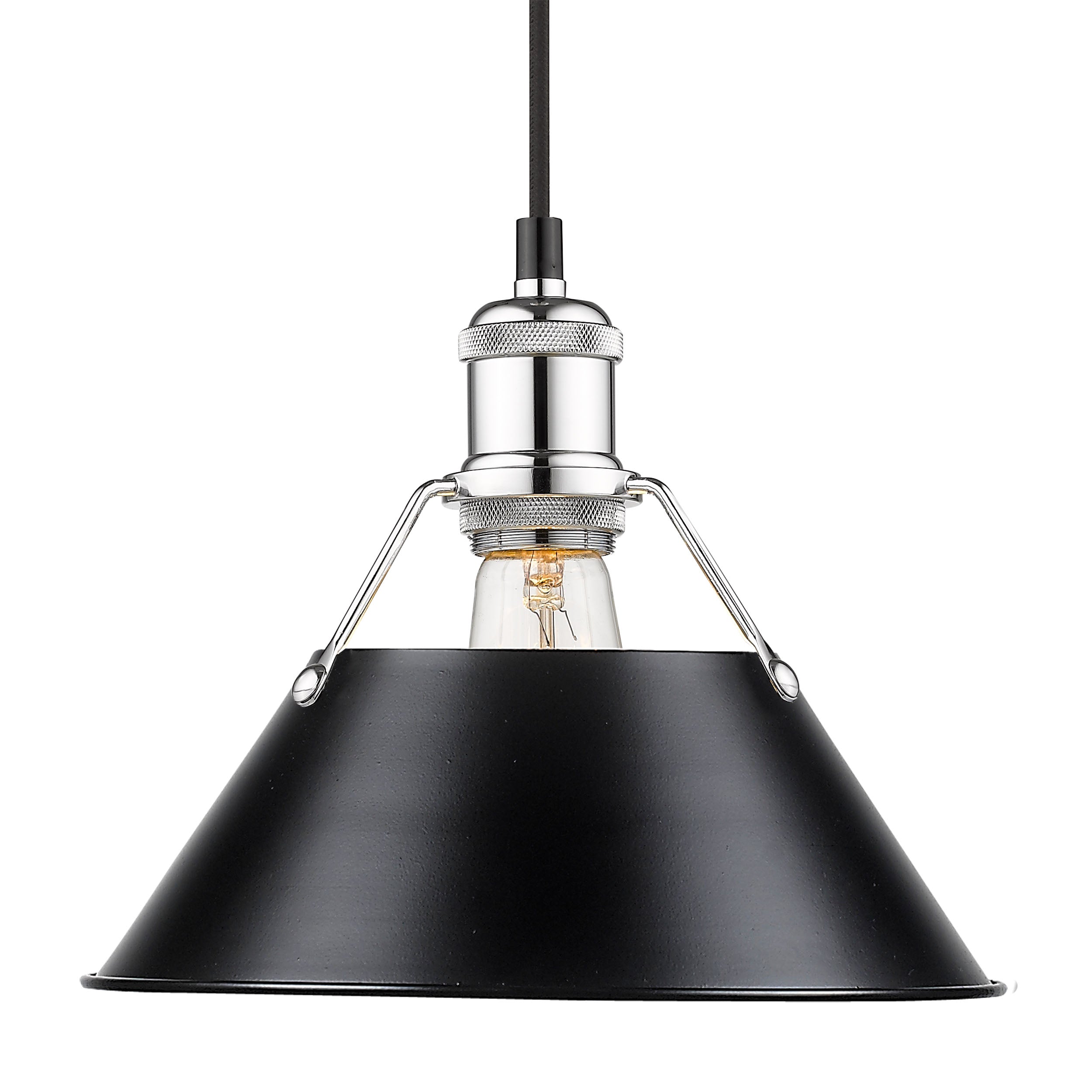 Yep by Golden Lighting Orwell 1-light 10in Pendant in Chrome and Matte Black shade - - Golden Lighting