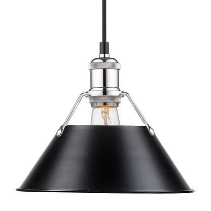 Yep by Golden Lighting Orwell 1-light 10in Pendant in Chrome and Matte Black shade - - Golden Lighting