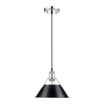Yep by Golden Lighting Orwell 1-light 10in Pendant in Chrome and Matte Black shade - - Golden Lighting