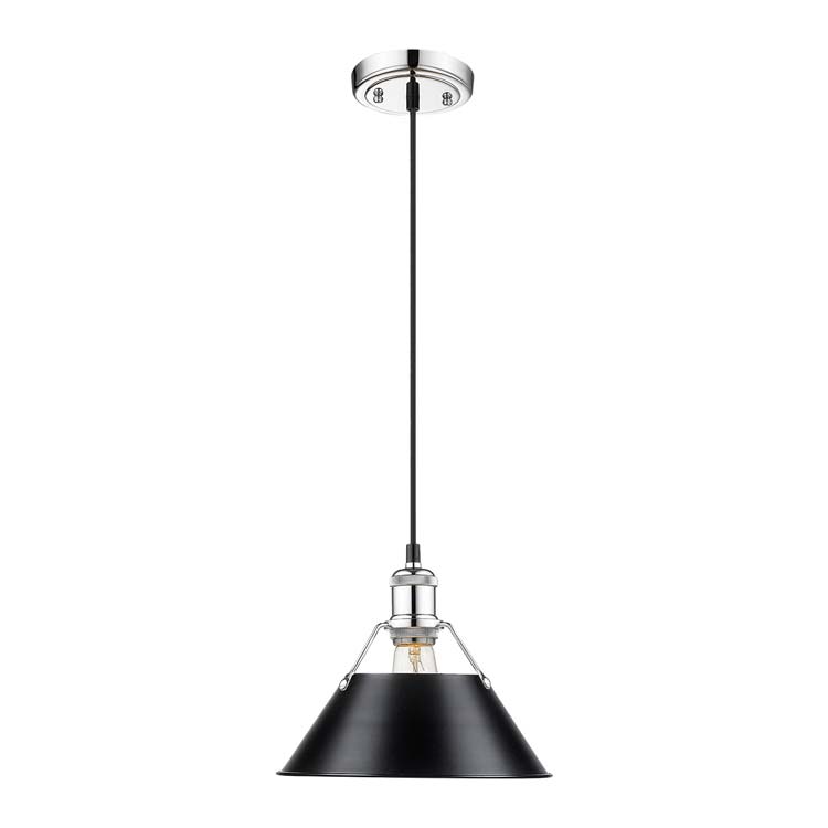 Yep by Golden Lighting Orwell 1-light 10in Pendant in Chrome and Matte Black shade - - Golden Lighting