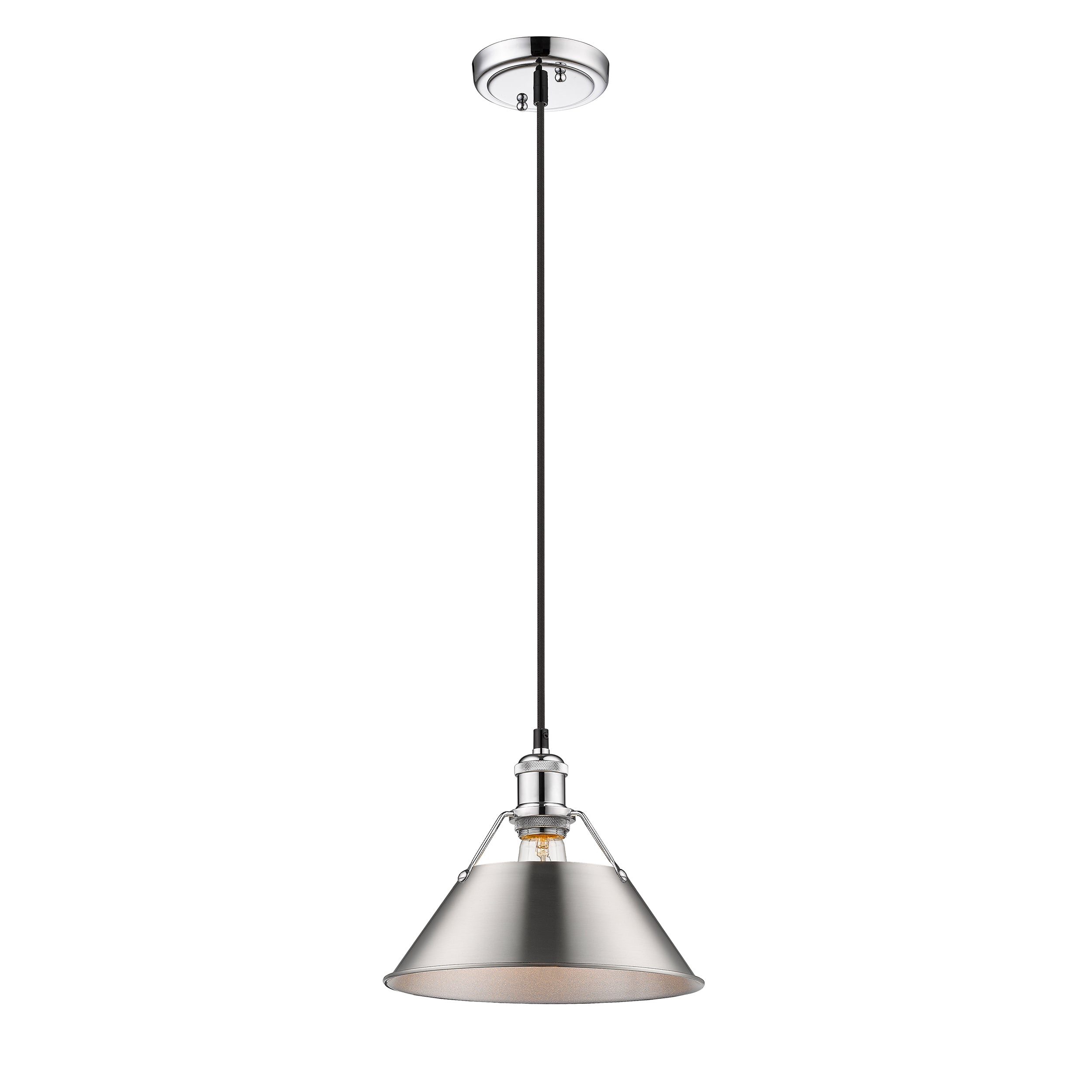 Yep by Golden Lighting Orwell 1-light 10in Pendant in Chrome and Pewter shade - - Golden Lighting