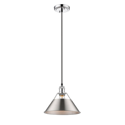Yep by Golden Lighting Orwell 1-light 10in Pendant in Chrome and Pewter shade - - Golden Lighting