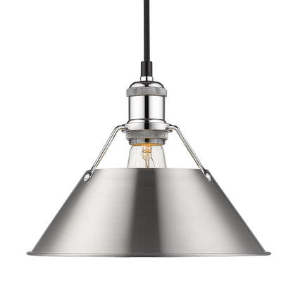 Yep by Golden Lighting Orwell 1-light 10in Pendant in Chrome and Pewter shade - - Golden Lighting