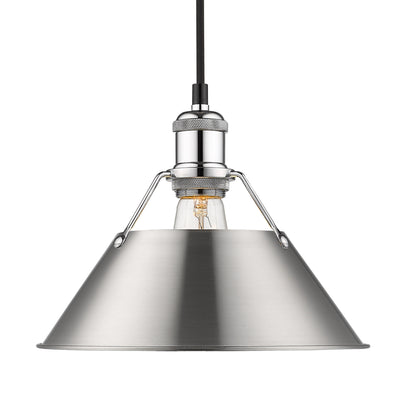 Yep by Golden Lighting Orwell 1-light 14in Pendant in Chrome and Pewter shade - - Golden Lighting