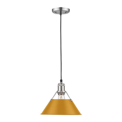 Yep by Golden Lighting Orwell 1-light 10in Pendant in Pewter and Auric Yellow shade - - Golden Lighting