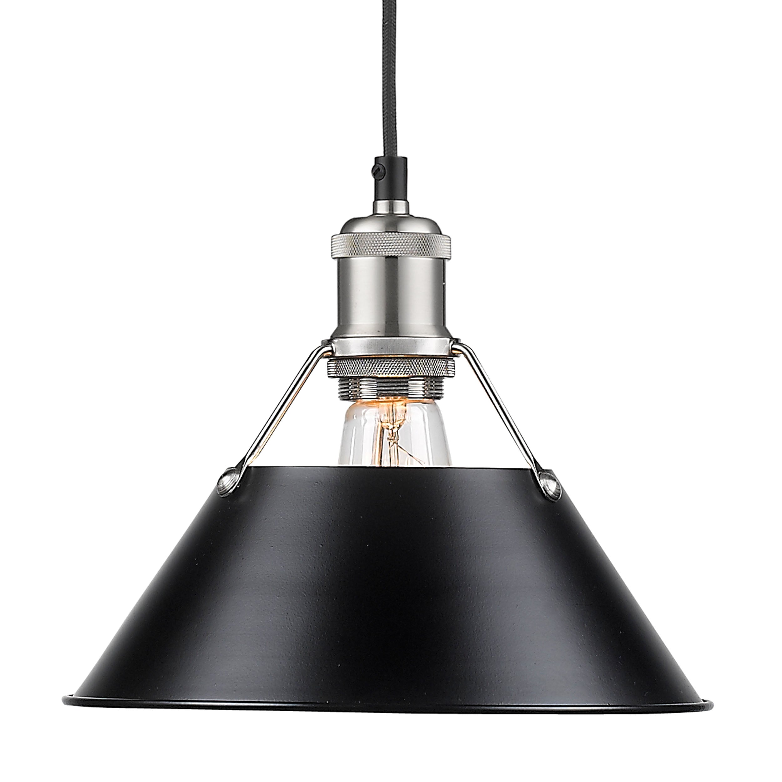 Yep by Golden Lighting Orwell 1-light 14in Pendant in Chrome and Matte Black shade - - Golden Lighting