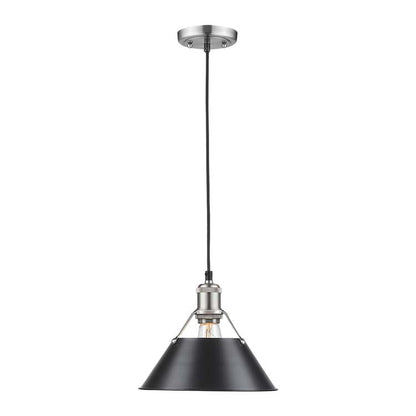 Yep by Golden Lighting Orwell 1-light 10in Pendant in Pewter and Matte Black shade - - Golden Lighting