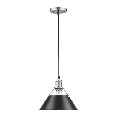 Yep by Golden Lighting Orwell 1-light 14in Pendant in Pewter and Matte Black shade - - Golden Lighting