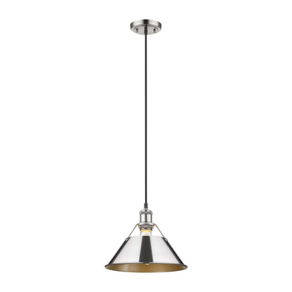 Yep by Golden Lighting Orwell 1-light 14in Pendant in Pewter and Chrome shade - - Golden Lighting