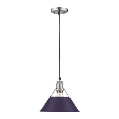 Yep by Golden Lighting Orwell 1-light 10in Pendant in Pewter and Exotic Purple shade - - Golden Lighting