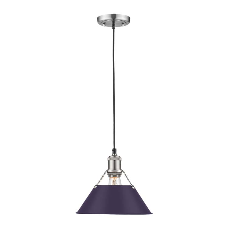 Yep by Golden Lighting Orwell 1-light 14in Pendant in Pewter and Exotic Purple shade - - Golden Lighting