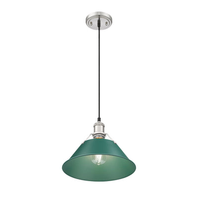 Yep by Golden Lighting Orwell 1-light 14in Pendant in Pewter and Pine Green shade - - Golden Lighting