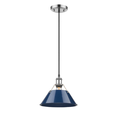 Yep by Golden Lighting Orwell 1-light 10in Pendant in Pewter and Navy Blue shade - - Golden Lighting