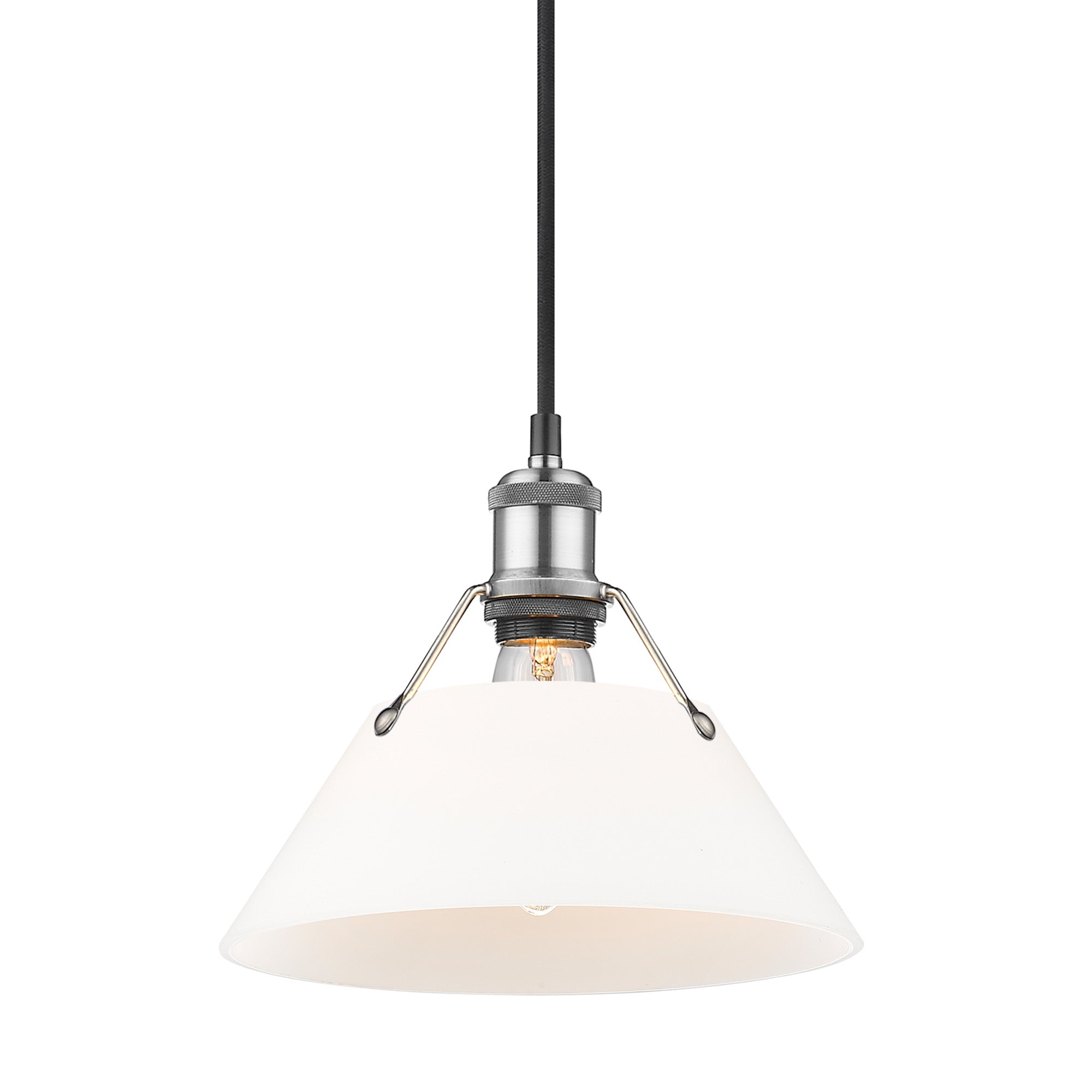 Yep by Golden Lighting Orwell 1-light 14in Pendant in Pewter and Opal Glass - - Golden Lighting