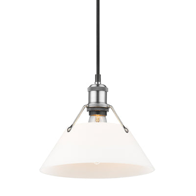 Yep by Golden Lighting Orwell 1-light 14in Pendant in Pewter and Opal Glass - - Golden Lighting