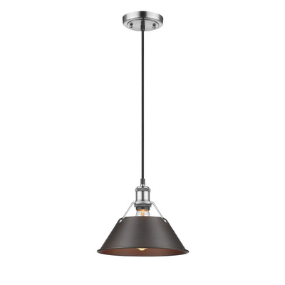 Yep by Golden Lighting Orwell 1-light 14in Pendant in Pewter and Rubbed Bronze shade - - Golden Lighting