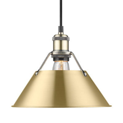 Yep by Golden Lighting Orwell 1-light 10in Pendant in Aged Brass and Brushed Champagne Brass shade - Default Title - Golden Lighting