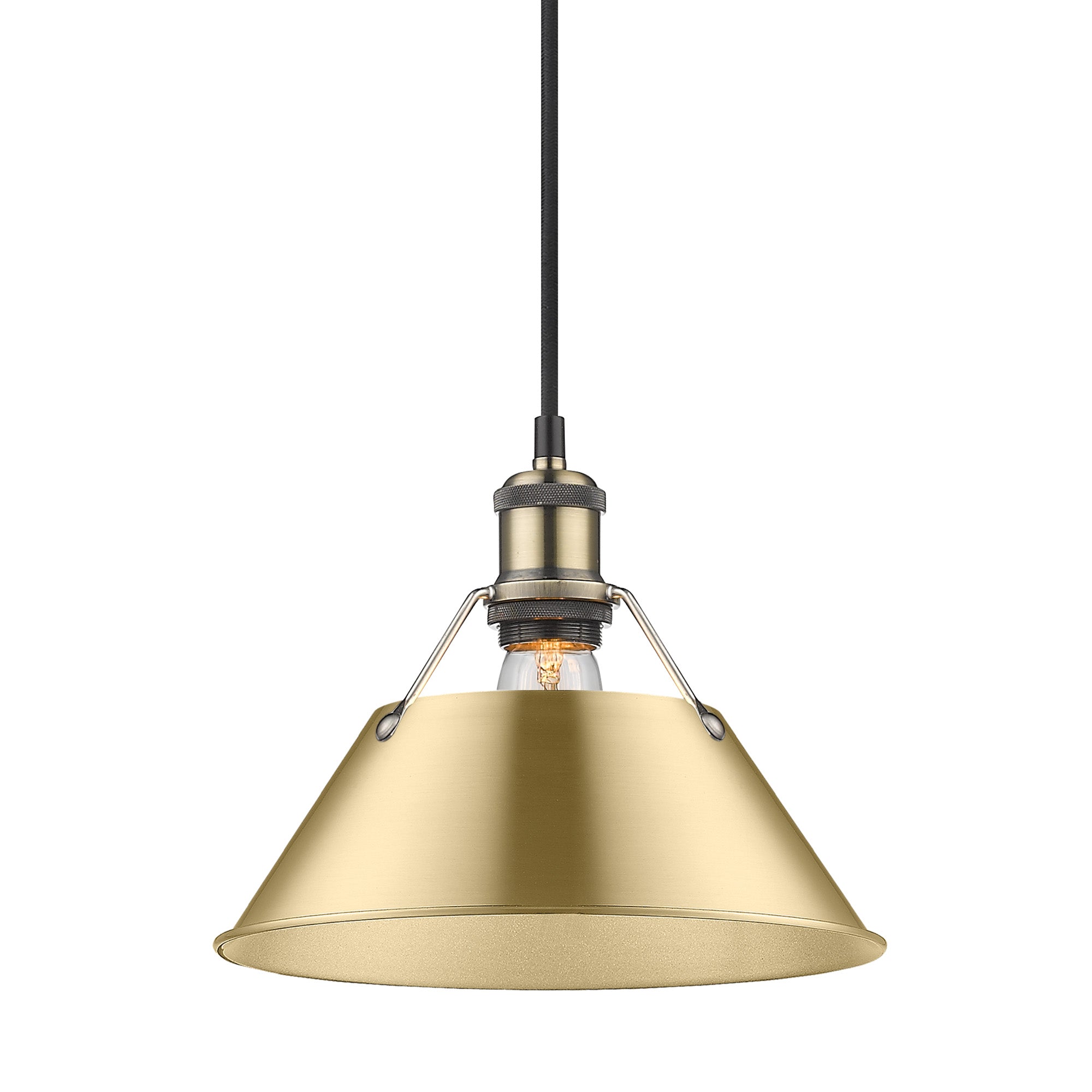 Orwell 10" Wide Medium Pendant in Aged Brass with Brushed Champagne Bronze - Aged Brass / Brushed Champagne Bronze / Gold - Golden Lighting