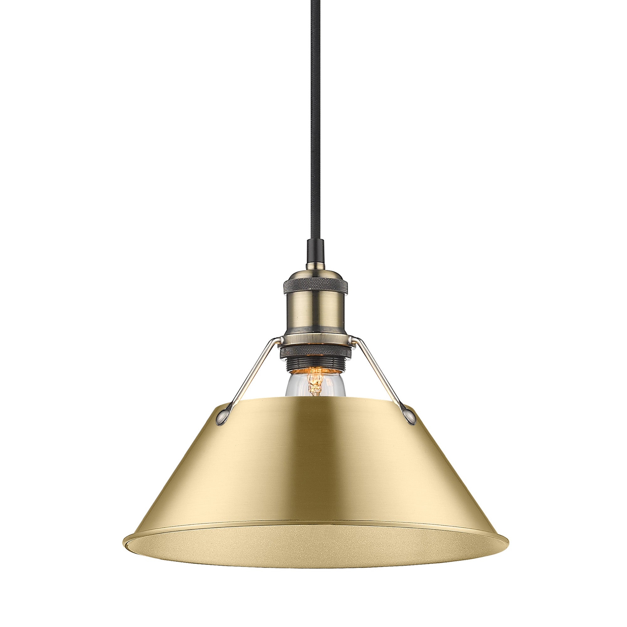 Orwell 10" Wide Medium Pendant in Aged Brass with Brushed Champagne Bronze - Default Title - Golden Lighting