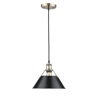 Orwell 10" Wide Medium Pendant in Aged Brass with Matte Black - - Golden Lighting