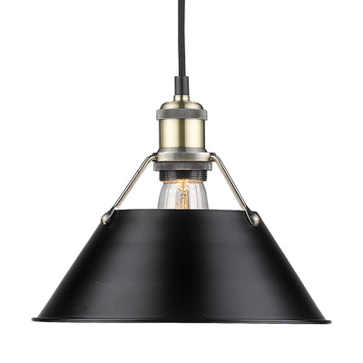 Yep by Golden Lighting Orwell 1-light 10in Pendant in Aged Brass and Matte Black shade - Default Title - Golden Lighting