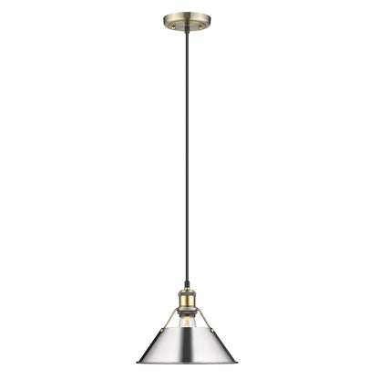 Orwell 10" Wide Medium Pendant in Aged Brass with Chrome - - Golden Lighting