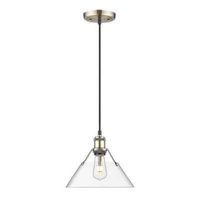 Yep by Golden Lighting Orwell 1-light 10in Pendant in Aged Brass and Clear Glass - - Golden Lighting